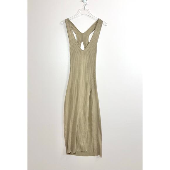 Revolve x Michael Costello Ribbed Midi Dress in Tan Size Medium - Picture 11 of 13